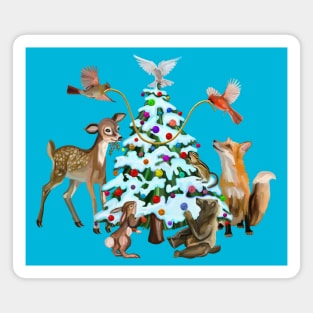 Merry Christmas Woodland Creatures Magnet